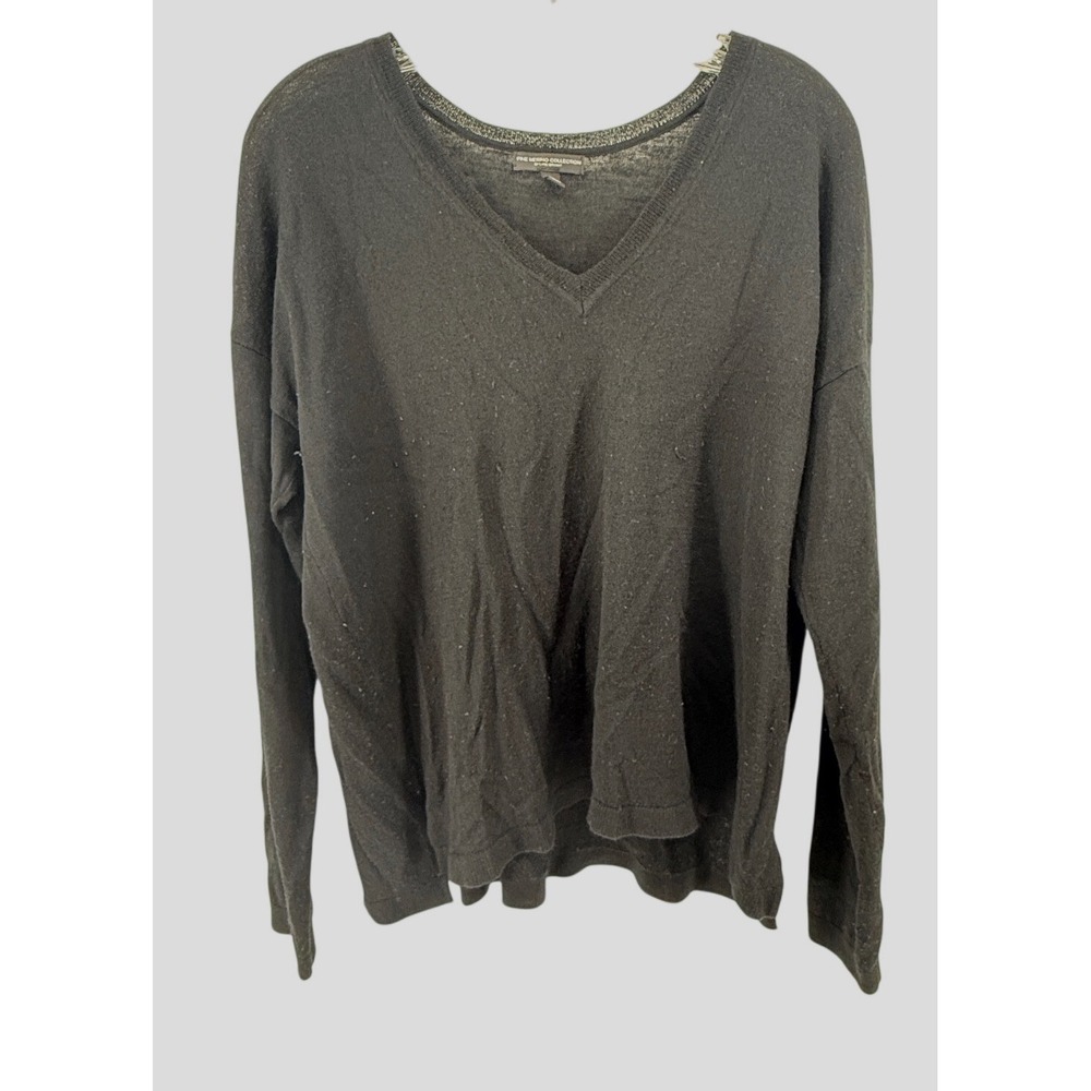 Lane Bryant Fine Merino Collection Black V-Neck Sweater Womens 18/20 Wool Blend